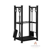 5 Li Ithal Metal Odunluk Raflı Şömine Maşa Aksesuar Seti Ss-001