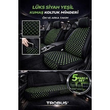 Audi A4 2001-2004 Üniversal 5 Parça Kapitone Desen Kumaş Oto Koltuk Minderi Siyah Yeşil