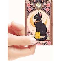 Siyah Kedi Ve Ay Temalı Mistik Dekoratif Kredi Ve Banka Kartı Kaplama Sticker Standart