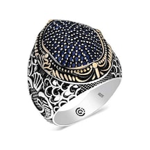 Gumush 546038544  Gümüş Lacivert Zirkon Taşlı Oval Erkek Yüzük