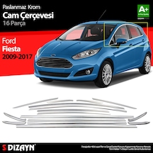 S-dizayn Ford Fiesta Krom Cam Çerçevesi 16 Parça 2009-2017 A+ Kalite