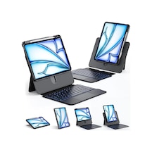 Apple iPad Uyumlu  11-inch A16, 2025 And Apple iPad Uyumlu  10th Gen 10.9-inch Uyumlu 360 Dönebilen Keyboard Touchpad Işıklı Türkçe Q Klavyeli 7-color Backlight Kılıf Beyaz