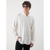 Lcw Vision Beyaz Slim Fit Uzun Kollu Armürlü Erkek Gömlek