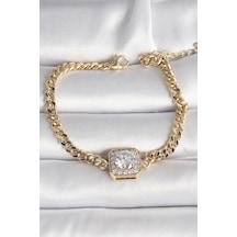 Pirinç Gold Renk Kare Zirkon Taşlı Xuping Exclusive Vıp Seri Kadın Bileklik Diğer