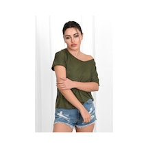 Kadın V Yaka Kısa Kollu T-shirt 1478-23 001