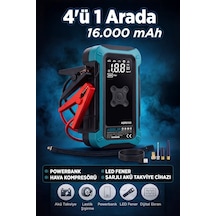 4'ü 1 Arada Dijital Göstergeli Powerbank Led Fener Hava Kompresörü Şarjlı Akü Takviye Cihazı-3277