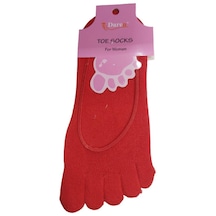 Parmak Çorap Kadın Pamuklu Babet Parmak Çorap-kırmızı