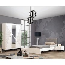 Safir Genç Odası, 3 Kapaklı Dolap Karyola Komodin (504437367) Beyaz