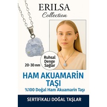 Erilsa Sertifikalı Ham İşlenmemiş Akuamarin Taşı Kolye Sakinlik, Akış Çok Renkli