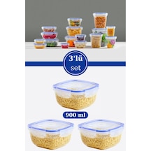 900 Ml Contalı Kilitli Sızdırmaz Hava Almaz Saklama Kabı Kahvaltılık 3 Lü Set 900mlx3 Adet Plastik Diğer