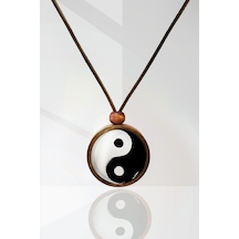 Yin Yang Ahşap Kolye Kahverengi