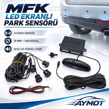 Mfk Universal Sesli Ve Led Ekranlı Siyah 4 Sensörlü Park Sistemi 18 Mm