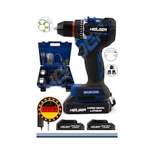 Heilber Ba01013m Alman Max V998 15ahm Mavi Bakır Sargılı Çift Batarya Akülü Vidalama Çelik Şanzıman Şarjlı Matkap
