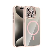 Apple iPhone Uyumlu 14 Pro Max Remim Lensli Magsafe Standlı Kapak - Pembe Bzsxx00 1