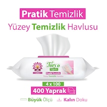 Turco Doğadan Pratik Yüzey Temizlik Havlusu Lotus 4x100 400 Yaprak Beyaz