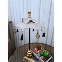Handmade Dekoartif Bali Şemsiye Krem Kadife 60 Cm 09 Bali