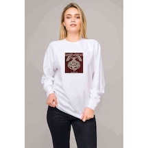 Lamb Of God Bordo Wrath Baskılı Beyaz Kadın Sweatshirt