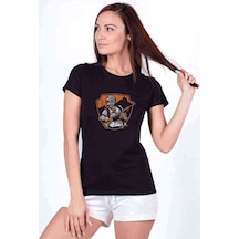 Pubg Soldier Running Baskılı Siyah Kadın Tshirt