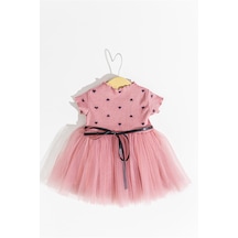 Kalp Desenli Tül Etekli Kız Bebek Elbise 001