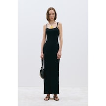 Suud Collection Siyah Rae Askılı Basic Elbise