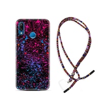 Huawei P20 Lite Kılıf Rasta Boyun Askılı Boyalar 1660 Siyah