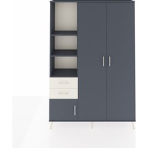 Arges Dolap 5 Raflı 2 Çekmeceli Tek Askılı 132x30x195 Antrasit-antrasit/aytaşı Antrasıt/aytası