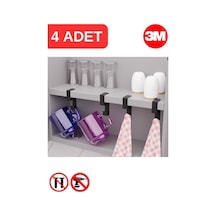 Siyah Metal Yapışkanlı 4lü Askılık, Yapışkanlı Kanca, Mutfak Banyo Havluluk Ve Organizer Mt108s Meta Diğer