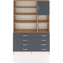 Arges Dolap 8 Raflı 8 Çekmeceli Tek Kapaklı 132x30x195 Çam-antrasit/antrasit Antrasıt/antrasıt