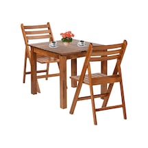 Albatros Ahşap Bahçe Balkon Takımı: 80x80 Sabit Masa + 2 Sandalye Kahverengi