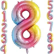 8 Sekiz Rakam Gökkuşağı Folyo Balon 34" Inc 76 CM
