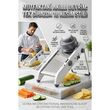 Zenvac Profesyonel Mandolin Rende Sebze Doğrayıcı - 18 Fonksiyonlu Ayarlı Jülyen Dilimleyici 723134 Zenvac29 Renkli