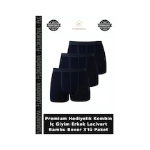 Floranova Premium Hediyelik Kombin İç Giyim Erkek Lacivert Bambu Boxer 3'lü Paket