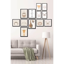 12 Parça Dekoratif Mdf Tablo Seti Çerçeve Görünümlü Dekolıadkj046