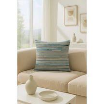 Şerit Kadife Kırlent Kılıfı Yeşil V1 45x45 Yeşil