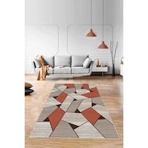 Tarçın Geometrik Kaymaz Taban Makinede Yıkanabilir Halı Wl09n11
