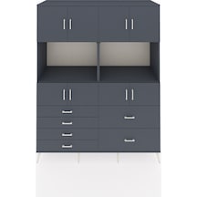 Kronos Gardrop 8 Raflı 6 Çekmeceli 8 Kapaklı 176x59x221 Antrasit-antrasit Antrasit
