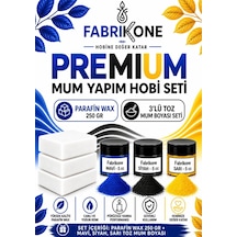 Premium Mum Yapım Hobi Seti - Parafin Wax 250 Gr - 3'lü Toz Mum Boyası Seti - Mavi, Siyah, Sarı Bkfabpw2503mssr Karışık