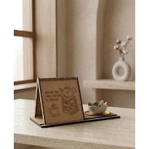 Kupa Tutuculu Üçgen Kitap Standı-drink Tea, Read Books, Be Happy