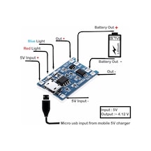 Tp4056 Micro Usb Korumalı 18650 Pil Şarj Devresi