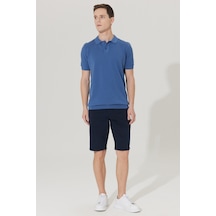 AC&Co / Altınyıldız Classics Erkek Lacı Slim Fit Dar Kesim Yan Cepli Chino  Şort Lacivert