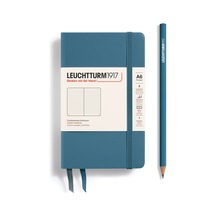 Leuchtturm1917 Not Defteri Cep Boy A6 , Sert Kapak, 187 Numaralandırılmış Sayfa, Noktalı, Taş Mavisi Mavi