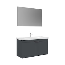 Orka Desna 100 Cm Mat Antrasit Düz Aynalı Banyo Dolabı Takımı Antrasit