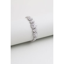 Gelin Çiçeği 18 Ayar Beyaz Altın Kaplama Gümüş Bileklik 93832442