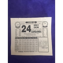 24 Ekim 2001 Takvim Yaprağı - Nostalji Koleksiyonluk Takvim Yaprağı B