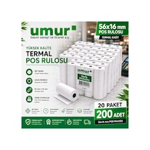 56x16 Mm Termal Pos Rulosu Pos Kağıdı 20 Adet 20 Paket X 10 Adet