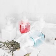 Novahub Şeffaf Dispenser Sabun Köpüğü Köpük Pompası Boş Kare Şişe Plastik Seyahat 450ml Şeffaf Şeffaf