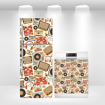 Buzdolabı Ve Bulaşık Makinesi Kapak Folyo Kaplama Müzik Popart