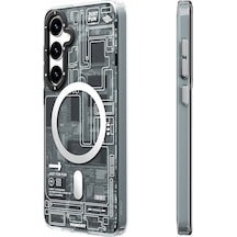 Galaxy S24 Uyumlu Kılıf Magsafe Şarj Özellikli Youngkit Technology Serisi Kapak Mavi