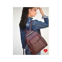 Jara Bag Jara Freya Yıkama Deri Sırt Çantası Bordo 32 Jara17-5
