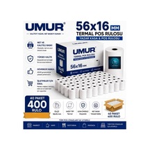 56x16 Yazarkasa Termal Pos Rulosu Net Baskı Yüksek Kalite Pos Cihazlarına Uyumlu 40 Paket 400 Adet